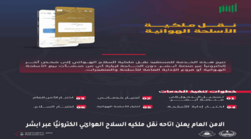 الأمن العام يعلن إتاحة نقل ملكية السلاح الهوائي إلكترونيًا عبر أبشر